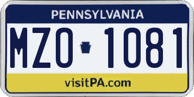 PA license plate MZO1081