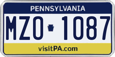 PA license plate MZO1087