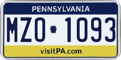 PA license plate MZO1093