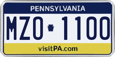 PA license plate MZO1100