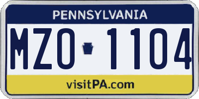 PA license plate MZO1104