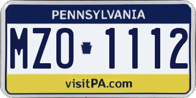 PA license plate MZO1112