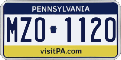 PA license plate MZO1120