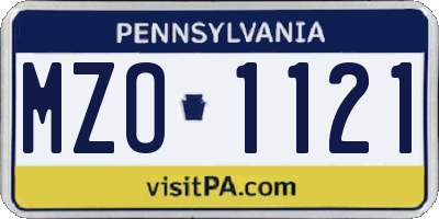 PA license plate MZO1121