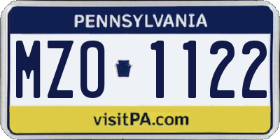 PA license plate MZO1122