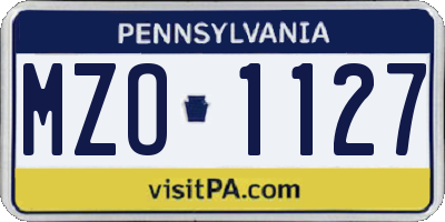 PA license plate MZO1127