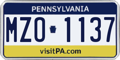 PA license plate MZO1137