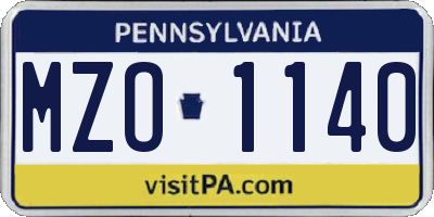 PA license plate MZO1140