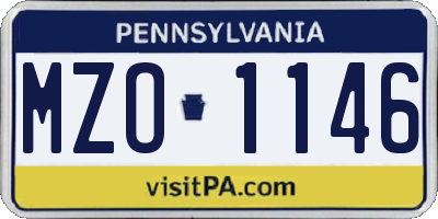 PA license plate MZO1146