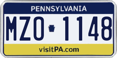PA license plate MZO1148