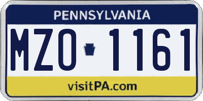 PA license plate MZO1161