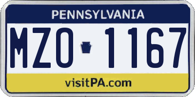 PA license plate MZO1167