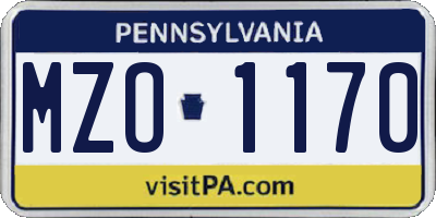 PA license plate MZO1170