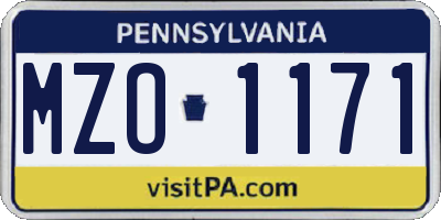 PA license plate MZO1171