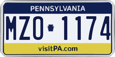 PA license plate MZO1174