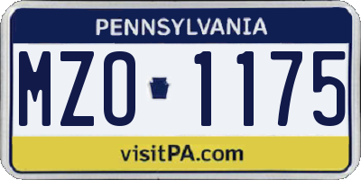 PA license plate MZO1175