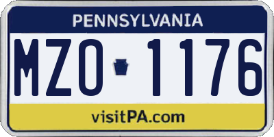 PA license plate MZO1176