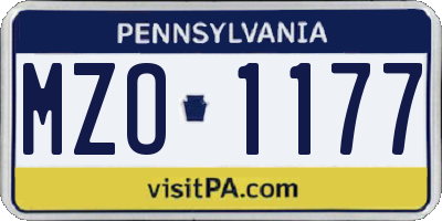 PA license plate MZO1177