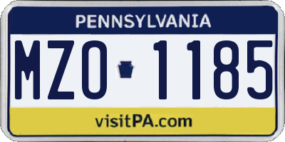 PA license plate MZO1185