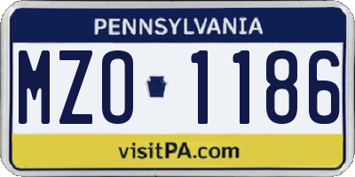PA license plate MZO1186