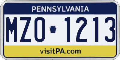 PA license plate MZO1213