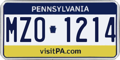 PA license plate MZO1214