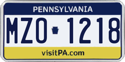 PA license plate MZO1218