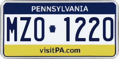 PA license plate MZO1220