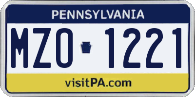 PA license plate MZO1221