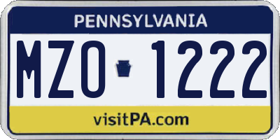 PA license plate MZO1222