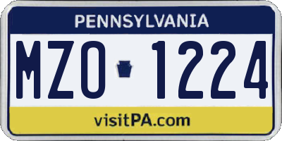 PA license plate MZO1224