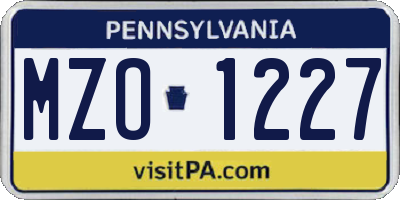 PA license plate MZO1227