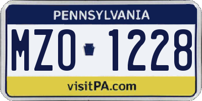 PA license plate MZO1228