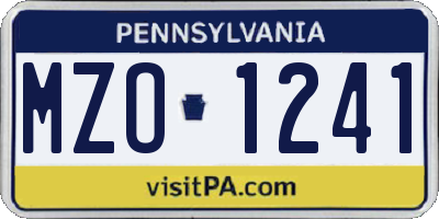 PA license plate MZO1241