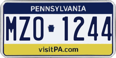 PA license plate MZO1244