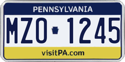 PA license plate MZO1245