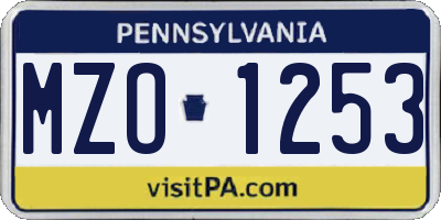 PA license plate MZO1253