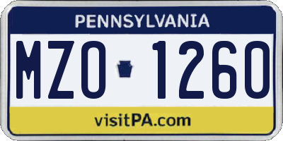 PA license plate MZO1260