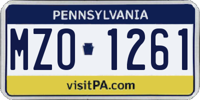 PA license plate MZO1261