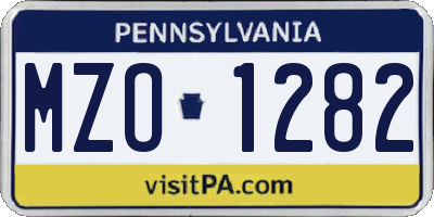 PA license plate MZO1282