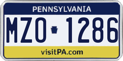 PA license plate MZO1286