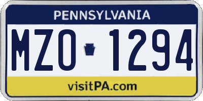 PA license plate MZO1294
