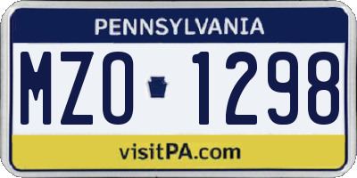PA license plate MZO1298