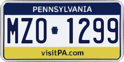 PA license plate MZO1299