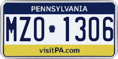 PA license plate MZO1306