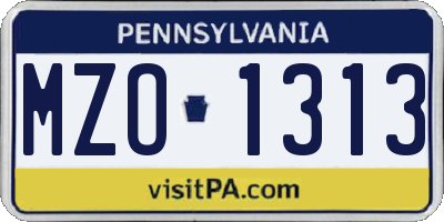 PA license plate MZO1313