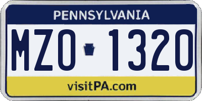 PA license plate MZO1320