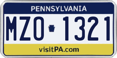 PA license plate MZO1321