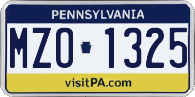 PA license plate MZO1325