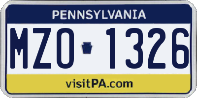 PA license plate MZO1326